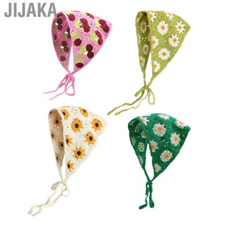 Jijaka Floral Crochet Headscarf  Beautiful Patterns Crochet Hair Bandanas Fashionable Soft Yarn Adjust Size  for Daily Wear for Girls