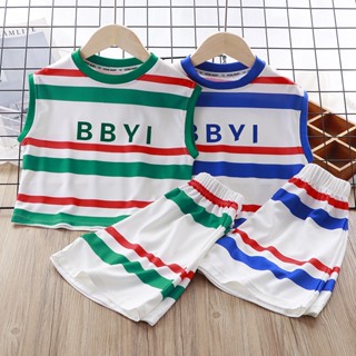 [ML] พร้อมส่ง เสื้อยืดแขนกุด ผ้าฝ้ายแท้ ทรงหลวม ขนาดใหญ่ 90-150 ซม. แฟชั่นฤดูร้อน สําหรับเด็กผู้ชาย