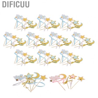 Dificuu Star Moon Cake Topper  Kids Party Cake Decorations 10 Sets Cute Cards  for Home