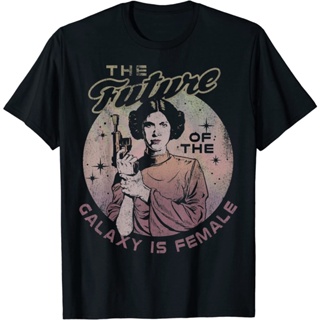 เสื้อยืดผ้าฝ้ายพิมพ์ลายแฟชั่น เสื้อยืดแขนสั้น พิมพ์ลาย Star Wars Princess Leia The Future Of The Galaxy Is พรีเมี่ยม แฟช