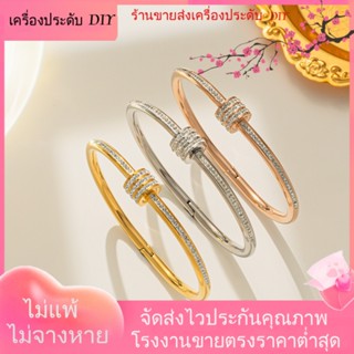 💖เครื่องประดับ DIY ขายส่ง💖สร้อยข้อมือสเตนเลส ชุบทอง ประดับเพชร สีโรสโกลด์ สไตล์ยุโรป อเมริกัน ย้อนยุค แฟชั่นสําหรับผู้หญิง ขายส่ง[สร้อยข้อมือ]