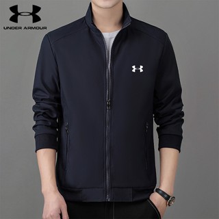 Under.armour เสื้อแจ็กเก็ตลําลอง คอปกตั้ง ระบายอากาศ กันลม สีพื้น สไตล์มินิมอล สําหรับผู้ชาย