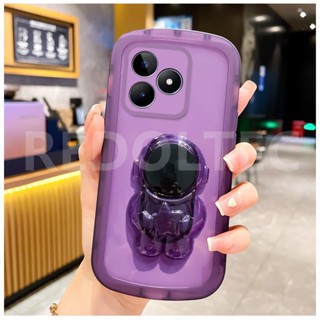 Realme C53 C55 C33 เคสโทรศัพท์มือถือ TPU นิ่ม แบบใส ป้องกันเลนส์กล้อง ลายนักบินอวกาศ พร้อมขาตั้ง สําหรับ