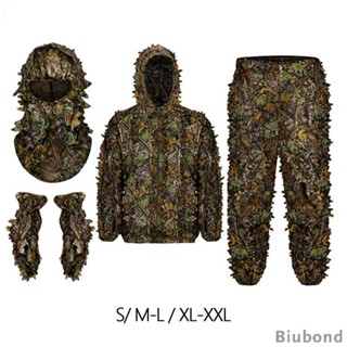 [Biubond] Ghillie ชุดสูท เสื้อแจ็กเก็ต เสื้อฮู้ด กางเกง ลายใบไม้ 3D สําหรับผู้ชาย