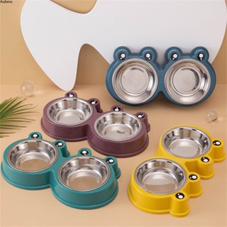 Ready Pet Supplies Small Frog Stainless Steel Double Bowl Non-slip Pet Bowl Dog Bowl Cat Dog Food Basin Serein