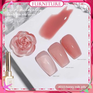 ♕ Yunzuan Peach Milk Jelly Series ยาทาเล็บเจลน้ำแข็งใสสีนู้ด Spring Summer Phototherapy Glue Nail Art For Nail Shop 15ml 30 Designs FURNITURE