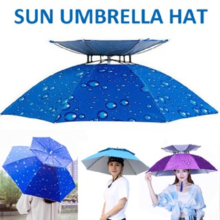 New Outdoor Foldable Sun Rain Umbrella Hat Fishing Camping Headwear Cap Head Hat