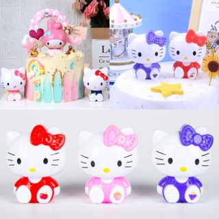 Sanrio Kawaii Hello Kitty โมเดลฟิกเกอร์แอกชัน ของเล่น ตกแต่งเค้ก ของเล่นเด็ก KT Cat Cake Topper อุปกรณ์เบเกอรี่ขนมหวาน