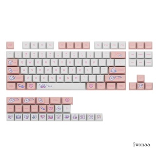 Iwo ชุดปุ่มกดคีย์บอร์ด 129 คีย์ ลายกระต่าย สีชมพู สําหรับคีย์บอร์ด MX Cherry Mechanical