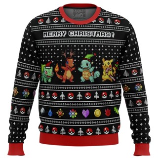 เสื้อกันหนาว ลายโปเกม่อน Kanto Starters Ugly Christmas