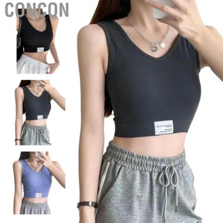 Concon V Neck Tank Top  Women Comfortable Wide Shoulder Strap Breathable Stylish for Shopping