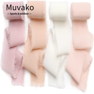 MUVAKO ริบบิ้นผ้าชีฟอง ผ้าไหม แฮนด์เมด สีชมพู และสีครีม 20 หลา