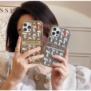 เคสโทรศัพท์มือถือชุบไฟฟ้า แบบรูกลวง ลาย Dior สําหรับ iphone14 13 12 pro max 14 11 14pro 14plus 13 12 11 promax