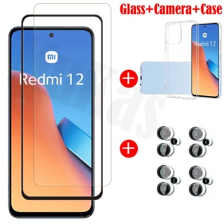 ฟิล์มกระจกนิรภัยกันรอยหน้าจอ แบบนิ่ม ใส ป้องกันเลนส์กล้อง สําหรับ Redmi 12C 12R 12 A2 + Note 12S 12 Pro 4G