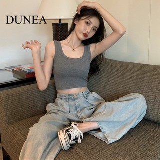 Dunea เสื้อครอปท็อป แขนกุด เอวสูง สําหรับผู้หญิง