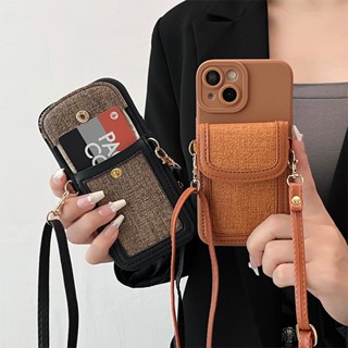 เคสโทรศัพท์มือถือ พร้อมสายคล้อง และช่องใส่บัตร สําหรับ IPHONE13 12 11