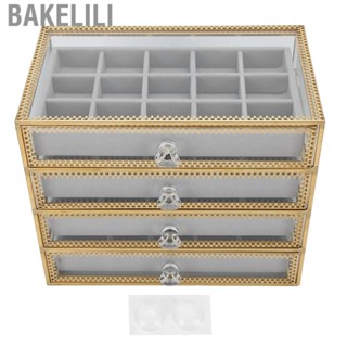 Bakelili Nail Art Organize Box  Jewelry Clear Glass Organizer Desktop Tips with 4 Drawers for Mall Counter Woman Home