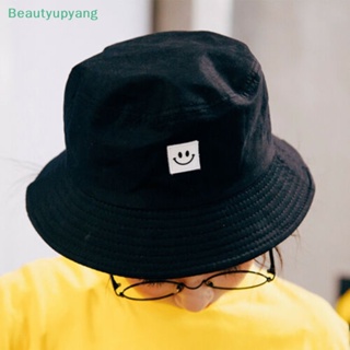 [Beautyupyang] หมวกบักเก็ต กันแดด ลายหน้ายิ้ม พับได้ สําหรับผู้ชาย และผู้หญิง