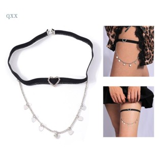 Ch*【พร้อมส่ง】เข็มขัดโซ่ ยางยืด รูปหัวใจ ประดับโซ่ต้นขา ปาร์ตี้ สําหรับกระโปรงเด็กผู้หญิง