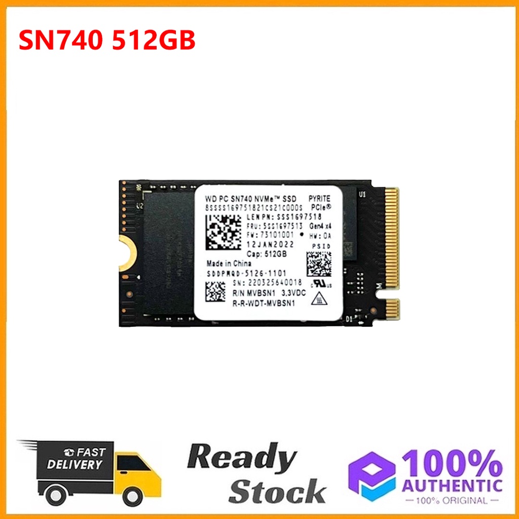 Wd SN740 SSD 512GB M.2 NVMe 2242