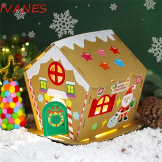 IVANES บ้านคุ้กกี้คริสต์มาส 3D แฮนด์เมด DIY ของเล่นเสริมการเรียนรู้เด็ก