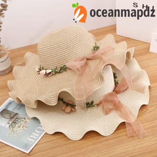 OCEANMAPDZ หมวกกันแดด ลายดอกไม้ สไตล์เกาหลี แฟชั่นสําหรับผู้หญิง