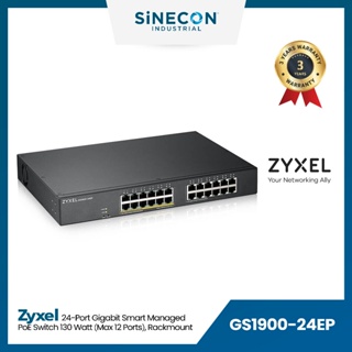 ZyXEL(ไซเซิล) เน็ตเวิร์กสวิตช์ รุ่น GS1900-24EP | 24-Port Gigabit Smart Managed PoE Switch, 130Watt