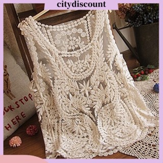 &lt;citydiscount&gt; เสื้อกล้ามแขนกุด ผ้าลูกไม้โครเชต์ ปักลายดอกไม้ แนวเซ็กซี่ สําหรับผู้หญิง