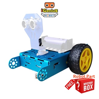 ฟรี🎁ของแถม ! microbit 2WD DIY Robot Car Chassis with Aluminum Frame, Yellow Wheels, Motors for microbit Coding