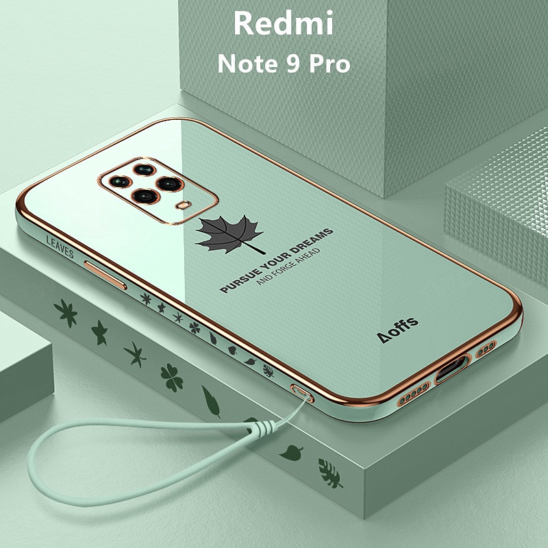 Casing Redmi Note 9 Pro Case Maple Leaves Plating Cover Soft TPU Phone Case Redmi Note 9 Pro