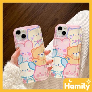 Photo Frame Airbag iPhone Case TPU Soft Clear Phone Case Cartoon Pink Critter Camera Protection Shockproof Compatible with iPhone 14 13 12 11 Pro Max XS Max XR XS 6 7 8 Plus