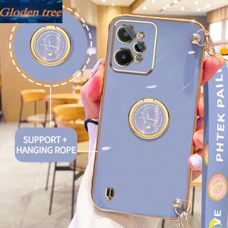 เคสโทรศัพท์มือถือ ลายต้นไม้ Gloden พร้อมขาตั้ง และสายคล้อง สําหรับ OPPO Realme C31 4G