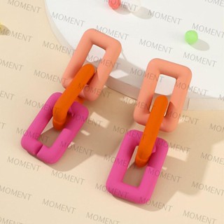 MOMENT ต่างหูแฟชั่น ขนาดใหญ่ สีแคนดี้ เรียบง่าย Eardrop