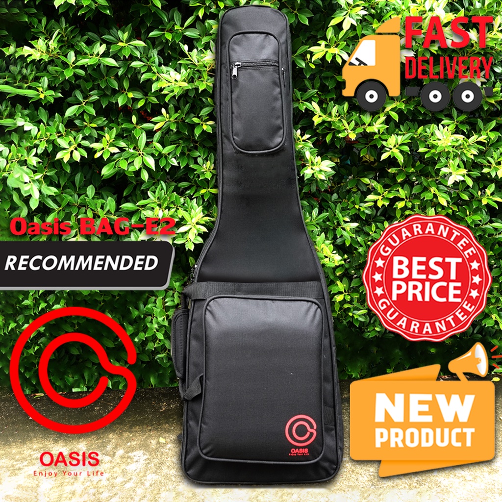 (มีหมอนรองคอ /ฟองน้ำ12mm) กระเป๋ากีต้าร์ไฟฟ้า บุฟองน้ำ Oasis BAG-E2 กระเป๋าซอฟเคสกีตาร์ไฟฟ้า
