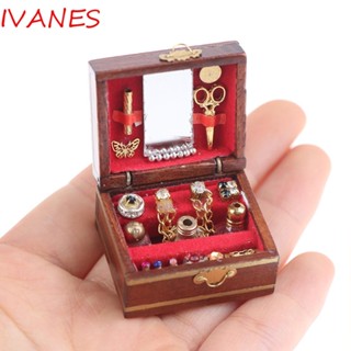 IVANES โมเดลกล่องเครื่องประดับ เฟอร์นิเจอร์จิ๋ว DIY สําหรับตกแต่งบ้านตุ๊กตา