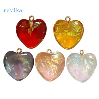 Nav จี้รูปหัวใจ 5 สี สําหรับทําเครื่องประดับสร้อยคอ DIY