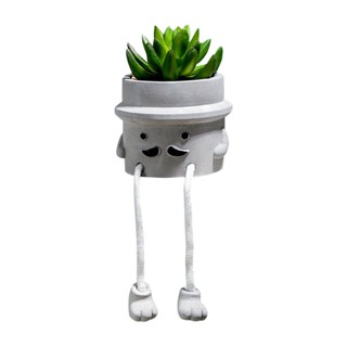 Faux Succulent Potted Cement Home Living Room Desk Cute Practical Stylish Exquisite Office Mustache