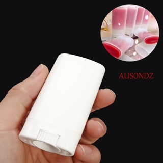 ALISONDZ หลอดลิปบาล์มเปล่า พลาสติก ขนาด 15 มล. สีขาว พร้อมฝาปิด DIY