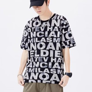 Rokistudio พร้อมส่ง เสื้อยืดลําลอง แขนสั้น คอกลม พิมพ์ลายตัวอักษร ทรงหลวม สีตัดกัน สไตล์เกาหลี แฟชั่นฤดูร้อน สําหรับผู้ชาย