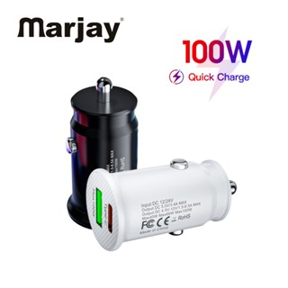 Marjay ที่ชาร์จในรถยนต์ USB คู่ A 100W Type C PD 30W QC 3.0 ชาร์จเร็ว ชาร์จเร็วมาก