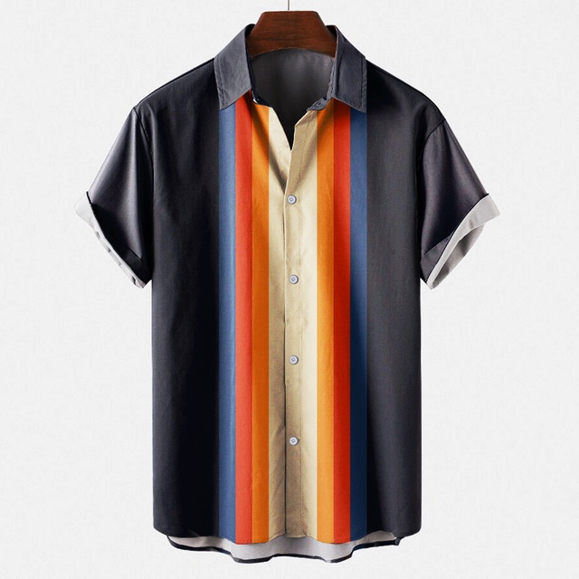 เสื้อยืดแขนสั้น พิมพ์ลายเรขาคณิต 3 มิติ แบบสร้างสรรค์ แฟชั่นสําหรับผู้ชาย