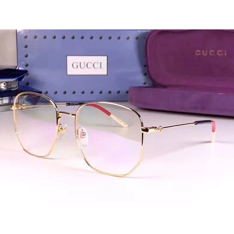 Gucci GG0396 แว่นสายตาสั้น กรอบโลหะ ทรงหลายเหลี่ยม ขนาดใหญ่ สามารถติดตั้งได้