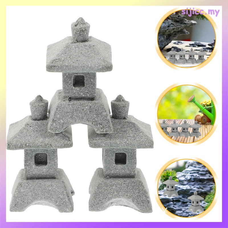 4 ชิ้น Mini Houses Miniature Fairy ตกแต่งสวนเจดีย์ Japan Sandstone