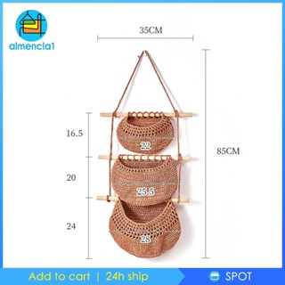 [Almencla1] ตะกร้าตาข่าย แบบแขวนผนัง สําหรับใส่ผลไม้ ขนมปัง กระเทียม