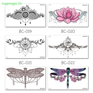 Monnygo สติกเกอร์รอยสักชั่วคราว กันน้ํา สีดํา สําหรับติดใต้หน้าอก เอว ร่างกาย