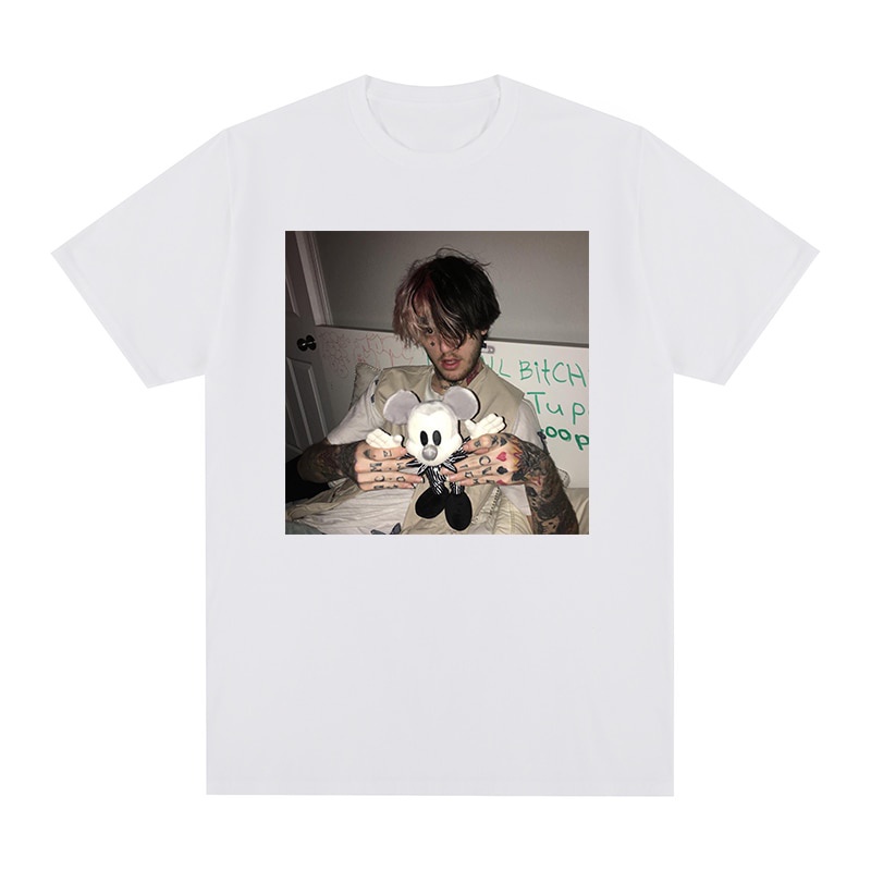 ระดับแสง 6 เสื้อแฟชั่นผญ Lil Peep กับเมาส์รักจะฉีกเราออกจากฮิปฮอปสตรีทแวร์ลําลองเสื้อยืดผ้าฝ้ายผู้ชายเสื้อยืดใหม่ TEE TS