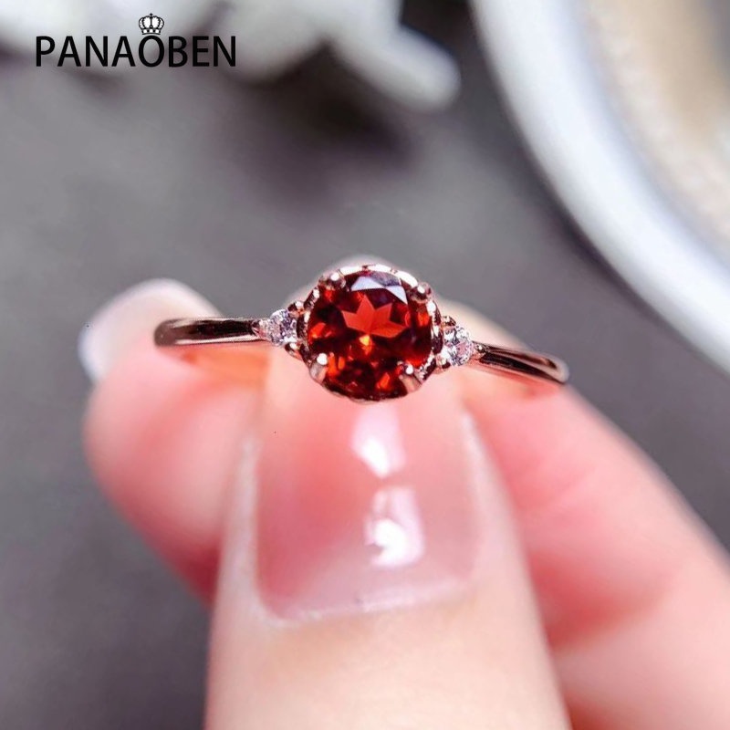 ใหม่ แหวนพลอย ทรงกลม สีแดง ฝังเงิน สไตล์มินิมอล เรียบง่าย เครื่องประดับ ของขวัญ สําหรับผู้หญิง