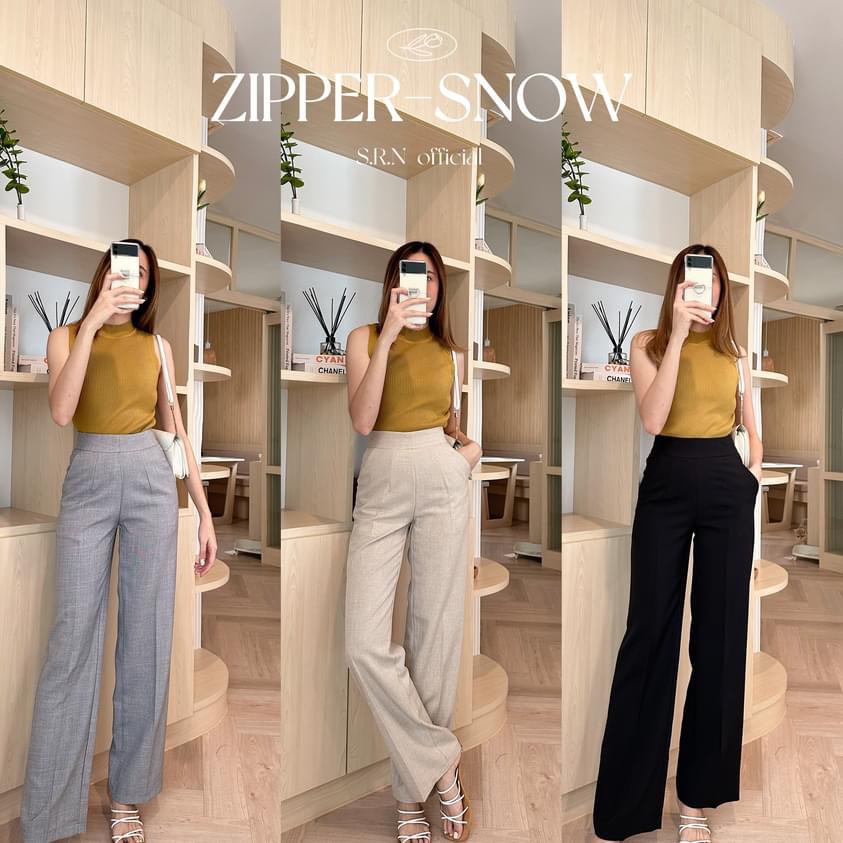 SRN_ กางเกงรุ่นซิปซ่อนสโนว์ งานผ้าคอตตอลโสนว์ มีน้ำหนัก ลื่น ทิ้งตัว *ผ้าไม่ยืด S-XXL