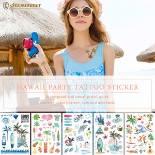 Chicsummer สติกเกอร์รอยสัก กันน้ํา กันเหงื่อ สร้างสรรค์ สไตล์ฮาวาย แฟชั่นฤดูร้อน สําหรับเด็ก H4O2