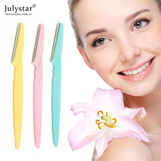 JULYSTAR มีดคิ้วผู้หญิงแต่งหน้าเครื่องมือบนใบหน้าคิ้วริมฝีปากมีดโกนทริมเมอร์ใบมีดเครื่องโกนหนวดเครื่องมือความงาม